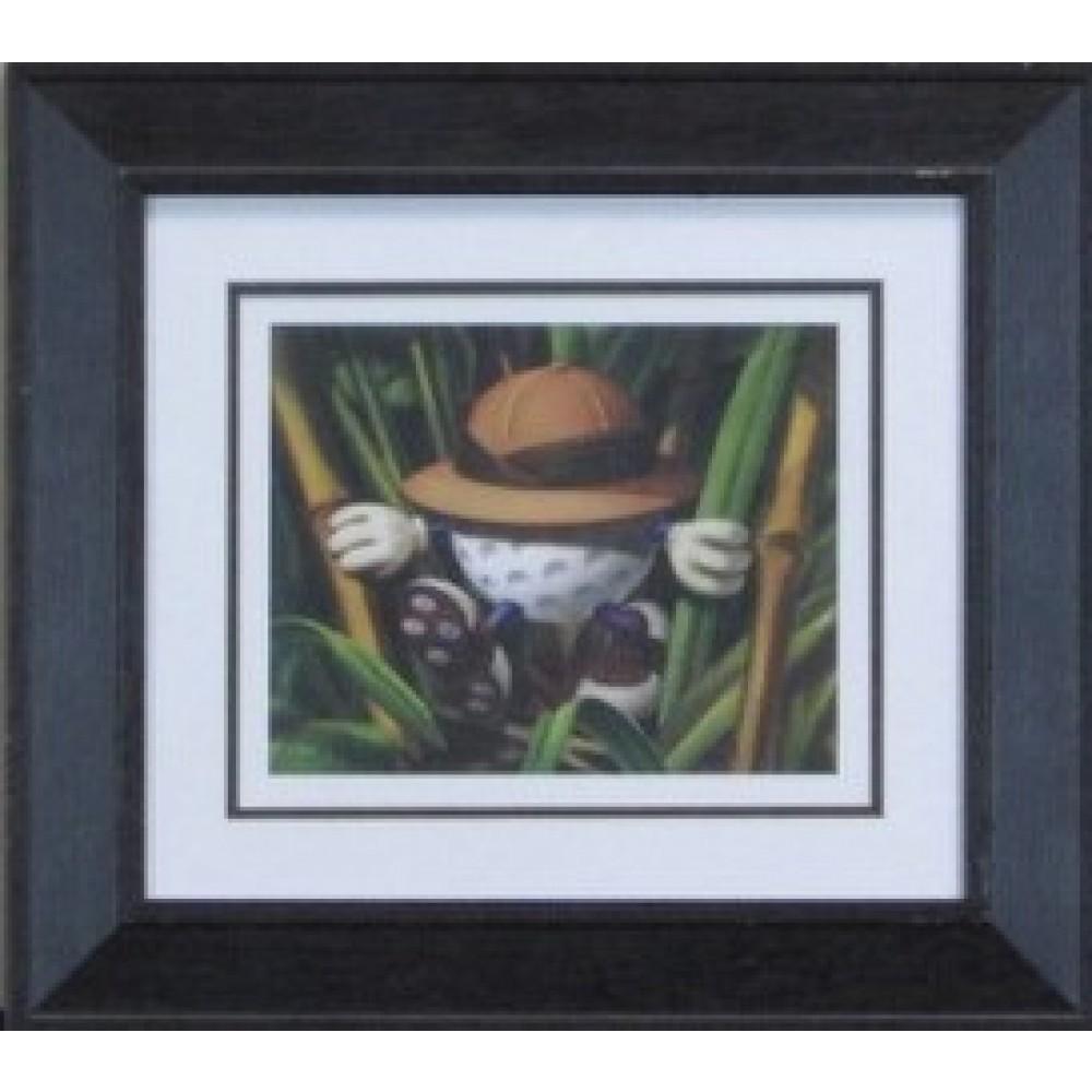 Cartoon Hunter in Grass Framed Art
