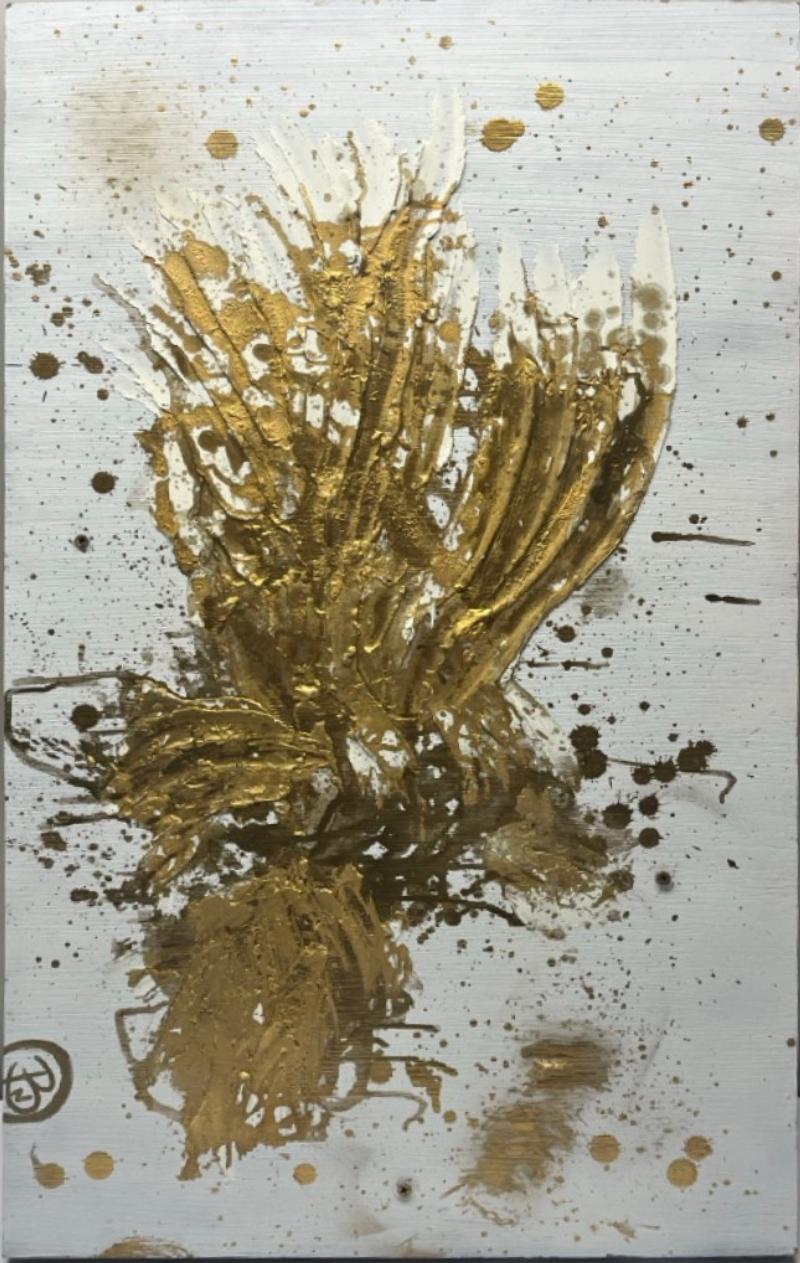 Wood Block W/ Gold