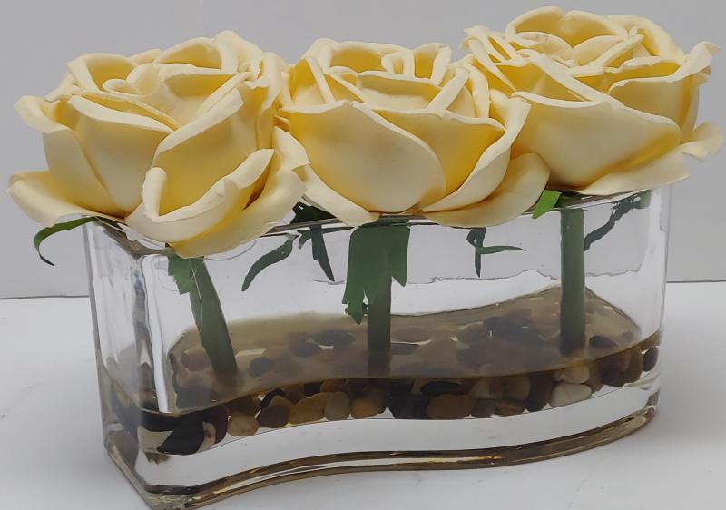 3 Flowers In Glass Vase