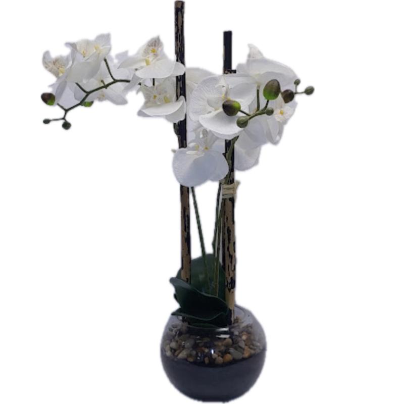 White Flower In Dark Bowl